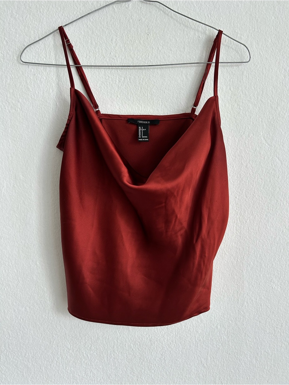 Forever 21 Burgundy Satin Cowl Neck Camisole